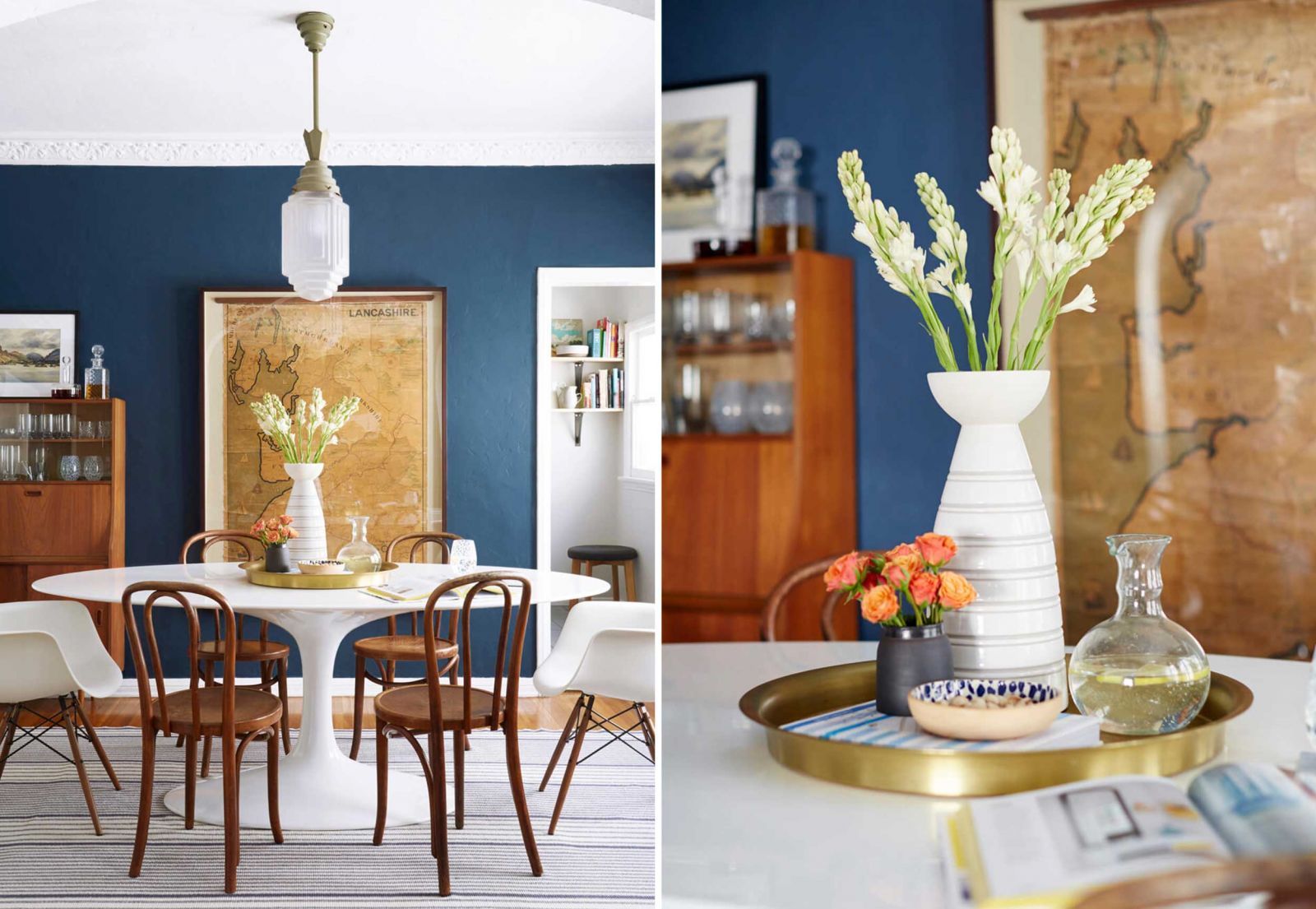 6 cách trang trí bàn ăn bằng lọ hoa và đồ decor - caza.vn