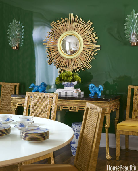 Phòng ăn màu xanh lá cây