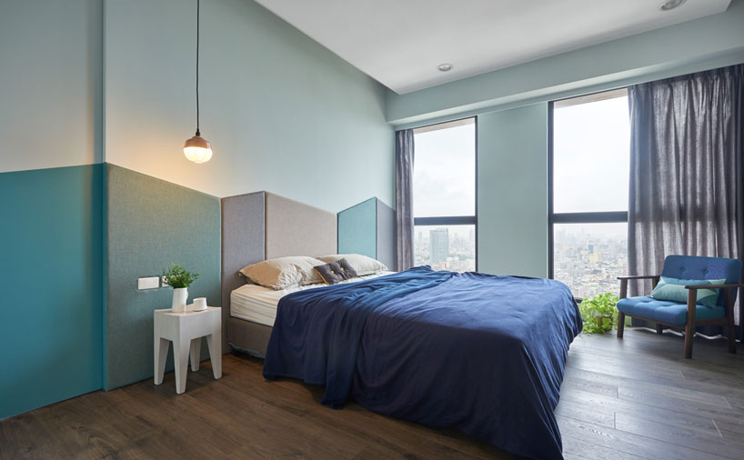 Thiết kế nội thất phòng ngủ với tone xanh hiện đại