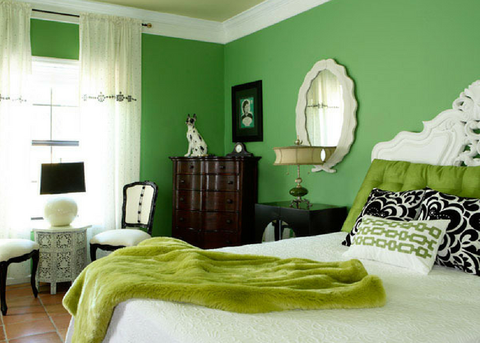 Thiết kế phòng ngủ với xanh lá cây